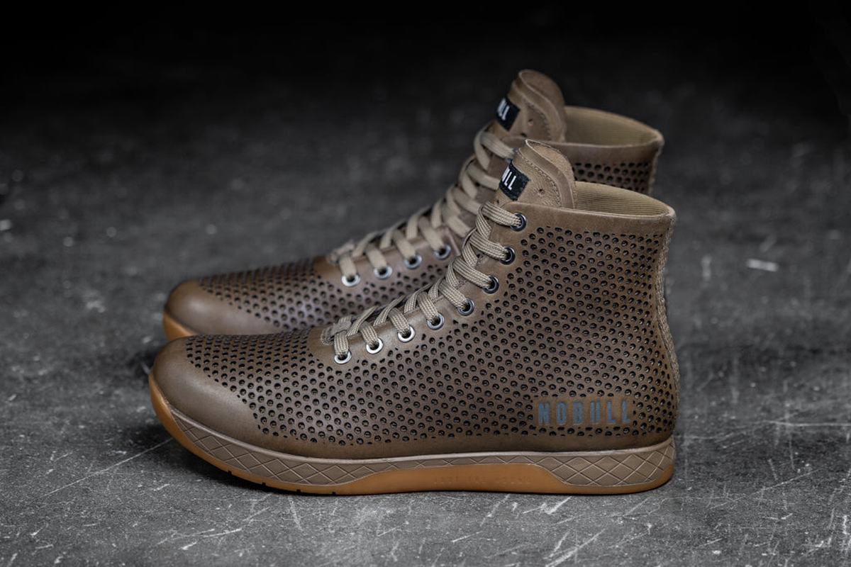 Nobull High-Top Leather Women's Trainers Brown | Australia (VY8159)